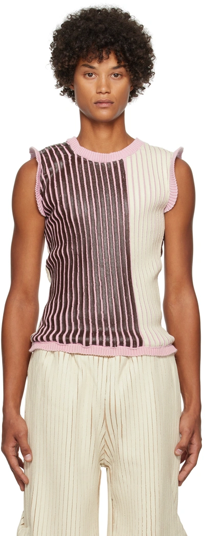 Stanley Raffington Ssense Exclusive Off-white & Brown Tank Top In Brown/cream/purple