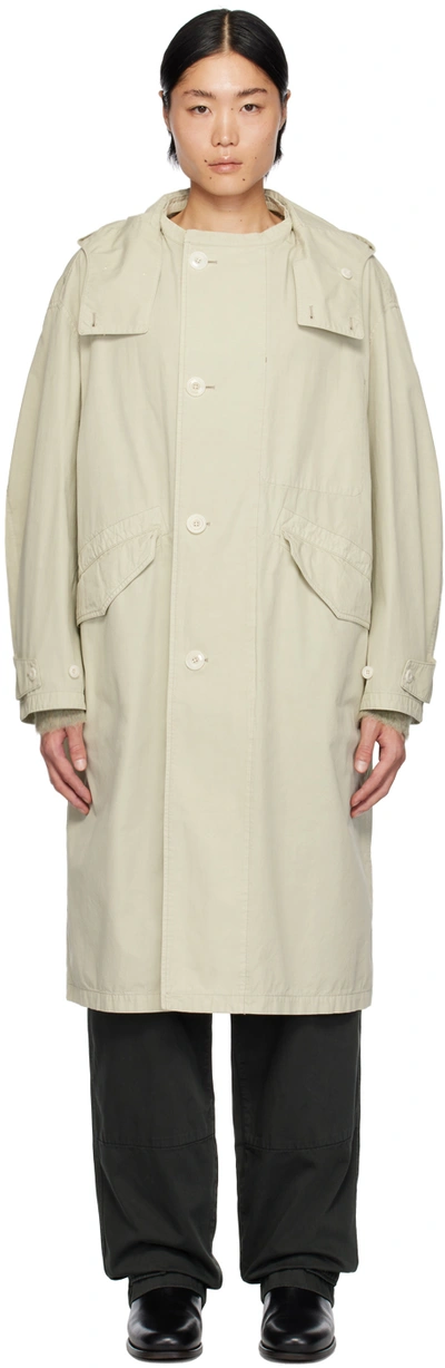 Lemaire Long-sleeved Button Trench Coat In Gr601 Light Sage