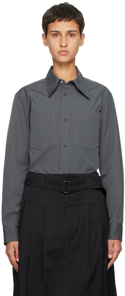 Lemaire Grey Pointed Collar Shirt In Bk991 Asphalt