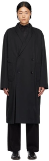 LEMAIRE BLACK WRAP COLLAR TRENCH COAT