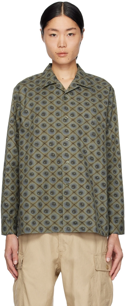 Beams Green Printed Shirt In Green65