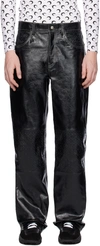 Marine Serre Moonogram Leather Trousers In Bk99