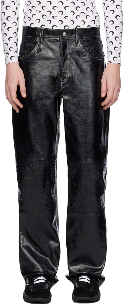 Marine Serre Moonogram Leather Trousers In Black