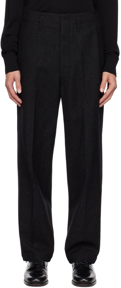 Lemaire Maxi Wool-blend Twill Straight-leg Trousers In Bk994 Penguin