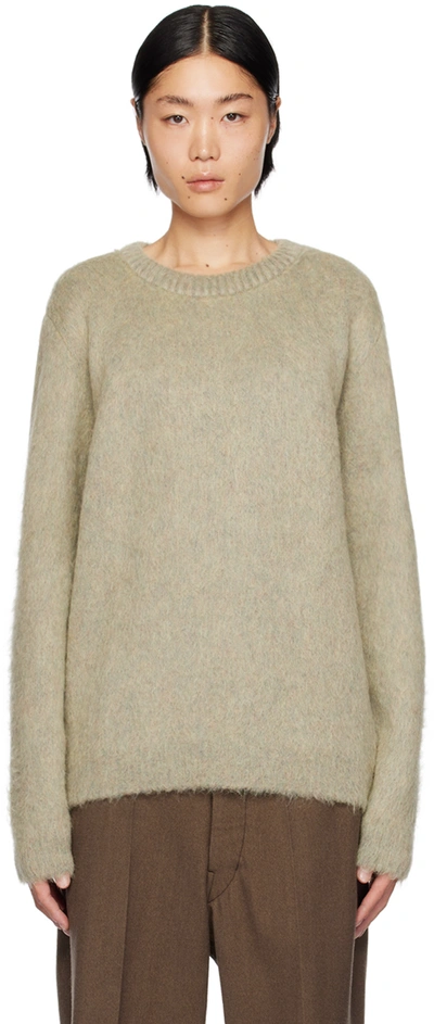 Lemaire Wide Neck Wool Blend Knit Sweater In Brown