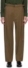 LEMAIRE BROWN BELTED EASY TROUSERS