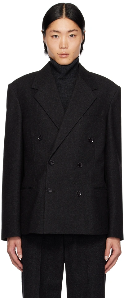 Lemaire Black Boxy Blazer In Bk994 Penguin