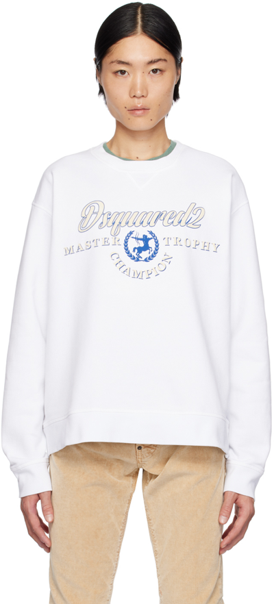 Dsquared2 White Cool Fit Sweatshirt In 100 White