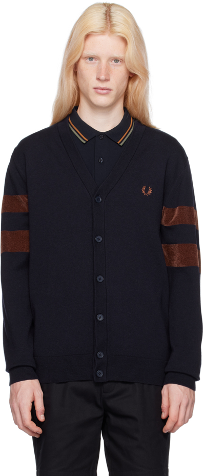 Fred Perry Navy Tipping Cardigan In 608 Navy