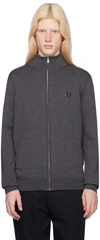 FRED PERRY GRAY CLASSIC ZIP THROUGH CARDIGAN