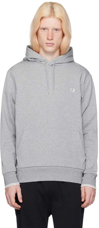 Fred Perry Gray Tipped Hoodie In R49 Steel Marl