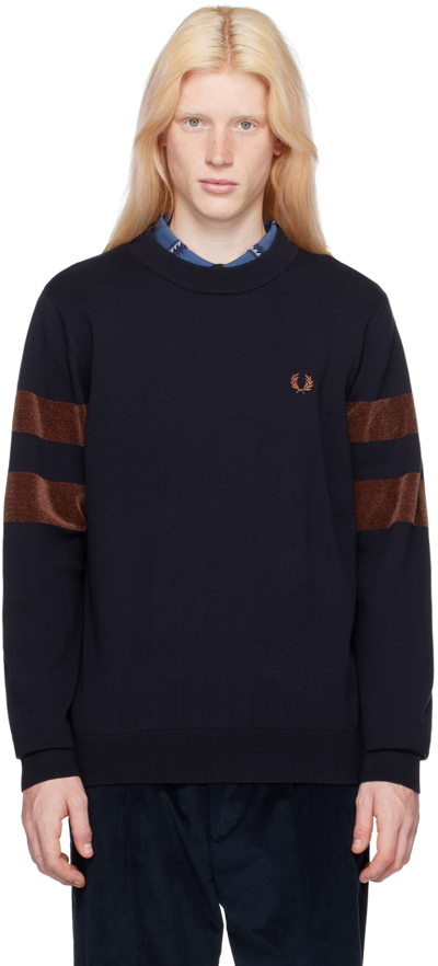 Fred Perry Navy Tipping Sweater In 608 Navy