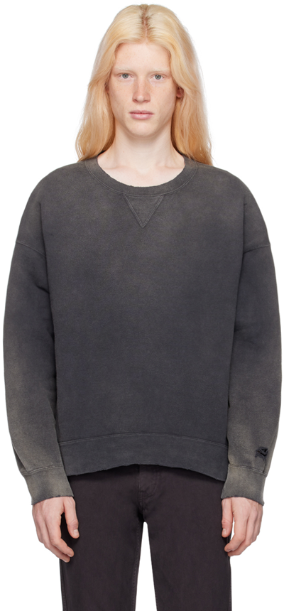 Visvim Jumbo Distressed Garment-dyed Cotton-jersey Sweatshirt In Black