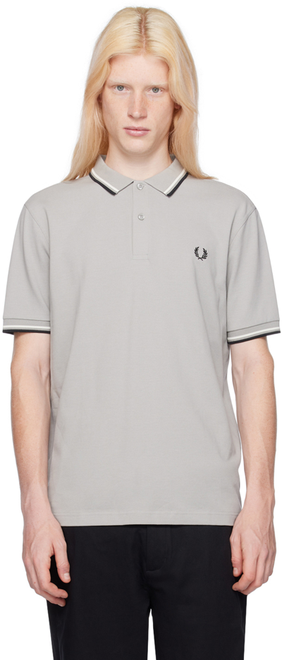 Fred Perry Gray 'the ' Polo In T54 Lmstn/ecru/blk