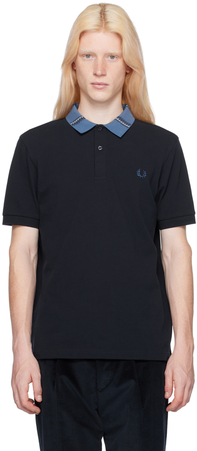 Fred Perry Navy Graphic Polo In 608 Navy