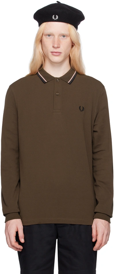 Fred Perry Brown M3636 Polo In Q21 Burnt Tobacco