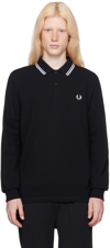 FRED PERRY BLACK 'THE FRED PERRY' LONG SLEEVE POLO