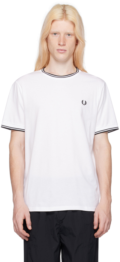 Fred Perry White Twin Tipped T-shirt In 100 White