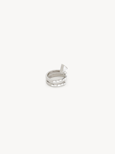 Chloé Thelma Ring Silver Size L-½ 100% Brass, Crystal In Palladium