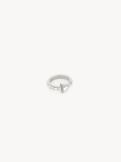 Chloé Thelma Ring Silver Size 7.75 100% Brass, Crystal