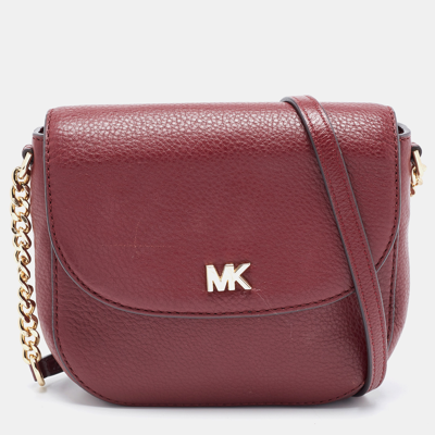 Pre-owned Michael Kors Burgundy Leather Mott Crossbody Bag