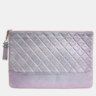 Pre-owned Chanel Purple Leather Gabrielle Clutch