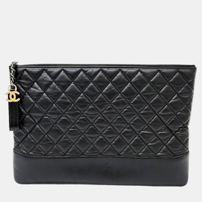 Pre-owned Chanel Black Leather Gabrielle Clutch