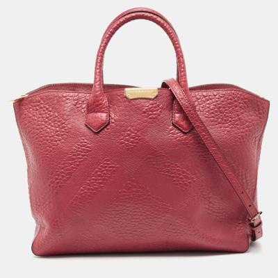 Pre-owned Burberry Red Leather Medium Dewsbury Tote