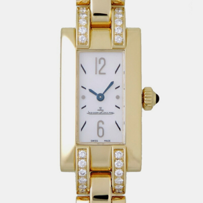 Pre-owned Jaeger-lecoultre White 18k Yellow Gold Ideal Q4601581 Quartz Women's Wristwatch 17 Mm