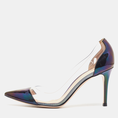 Pre-owned Gianvito Rossi Metallic Iridescent Leather And Pvc Plexi Pumps Size 38