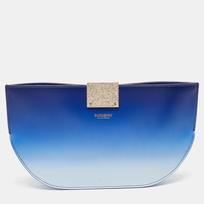 Pre-owned Burberry Ombre Blue Leather Olympia Crystals Clutch