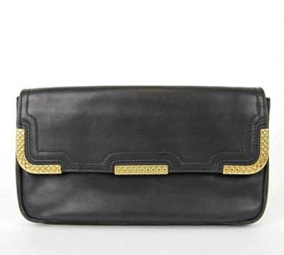 Bottega Veneta Women's Leather Clutch Bag W/woven Detail Black