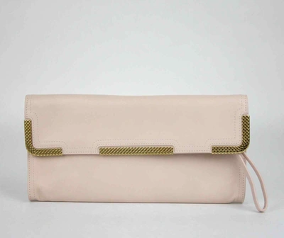 Bottega Veneta Women's Leather Wristlet Clutch Bag Gold Detail Pink