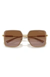 Versace Gradient Tubular Steel Square Sunglasses In Brown