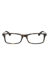 Ray Ban 54mm Rectangular Blue Light Blocking Glasses In Matte Havana