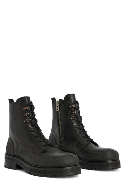 Allsaints Mens Black Mudfox Lace-up Leather Ankle Boots