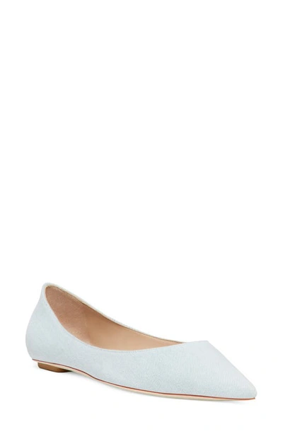 Stuart Weitzman Emilia Suede Point-toe Ballerina Flats In Light