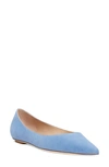 Stuart Weitzman Emilia Suede Point-toe Ballerina Flats In Blue Steel