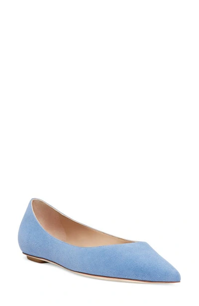 Stuart Weitzman Emilia Suede Point-toe Ballerina Flats In Blue Steel