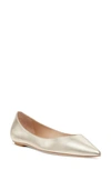 Stuart Weitzman Emilia Metallic Point-toe Ballerina Flats In Gold