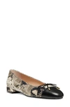 Stuart Weitzman Sleek Snake-print Bow Ballerina Flats In New Roccia/black