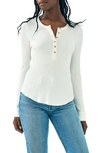 Faherty Mikki Organic Cotton & Cashmere Henley Top In Egret