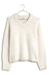 Madewell Brushed V-neck Sweater In Heather Smoke