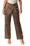 Sam Edelman Womens Satin Pleated Palazzo Pants In Brown