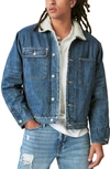 LUCKY BRAND FAUX SHEARLING LINED DENIM JACKET