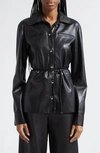 NANUSHKA ELIDA TIE WAIST FAUX LEATHER JACKET