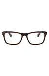 Ray Ban Unisex 53mm Rectangular Optical Glasses In Dark Havana