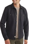 Marine Layer Pacifica Knit Flannel Button-up Overshirt In Dark Herringbone