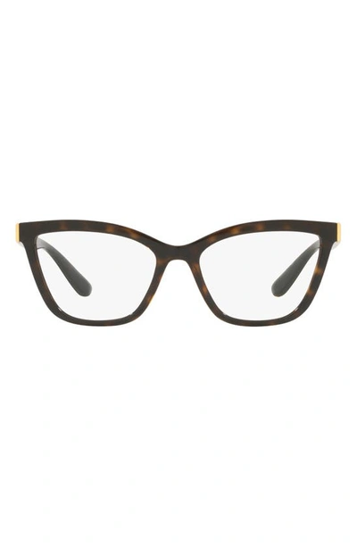 Dolce & Gabbana 53mm Cat Eye Optical Glasses In Havana