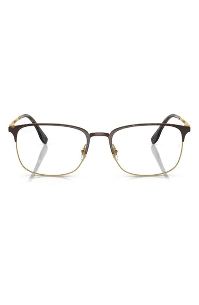 Ray Ban 54mm Rectangular Pillow Optical Glasses In Havana